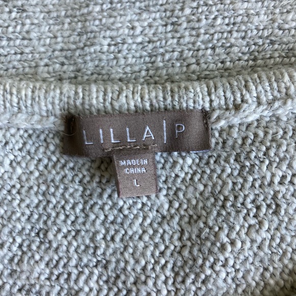 Lilla P Oatmeal 65%Cotton 10%Acrylic 10%Polyester Crew Neck Sweater size L - Picture 10 of 14